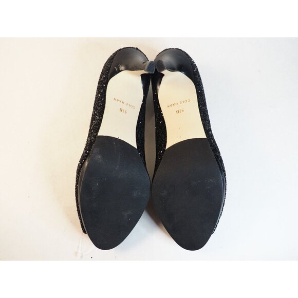 Cole Haan Black Glitter Peep Toe Heels Pumps Grand OS Signature, Size 5.5 (US) - Picture 10 of 12